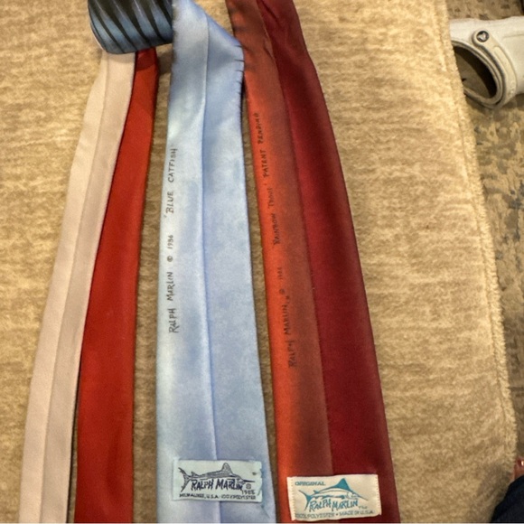 Ralph Marlin Vintage 1986 Fish Tie Bundle - Cat Fish and Rainbow Trout - Picture 2 of 5